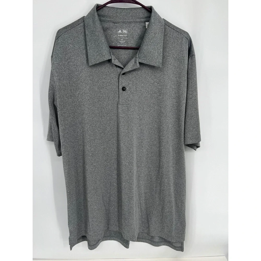 Adidas Mens Climalite Golf Polo Shirt XL Heather Grey Short Sleeve‎ X51000